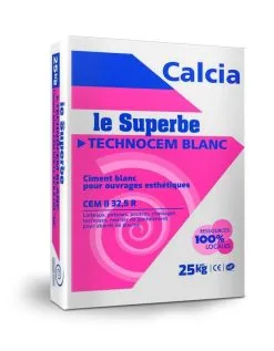 CIMENTS CALCIA Ciment Blanc Le Superbe TECHNOCEM Blanc 32,5 R SB Sac 25kg
