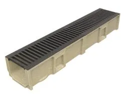 ACO SAS Caniveau En Beton Polymere Avec Grille Passerelle Fonte ACO SELF 200, - Long. 1m X Larg. 150mm X Haut. 150mm - Classe B125