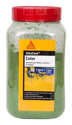 Colorant En Poudre Pour Ciment, Chaux Et Platre SikaCem Color Vert 900gr