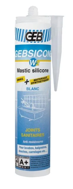 GEB BARTHELEMY SAS MASTIC SILICONE GEBSICONE W2 BLANC CART 310ML