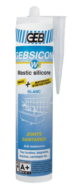 GEB BARTHELEMY SAS MASTIC SILICONE GEBSICONE W2 BLANC CART 310ML 3 GEB BARTHELEMY SAS MASTIC SILICONE GEBSICONE W2 BLANC CART 310ML