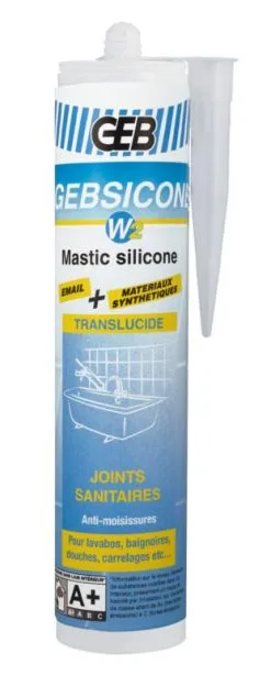 GEB BARTHELEMY SAS MASTIC SILICONE GEBSICONE W2 TRANSLUCIDE CART 310ML
