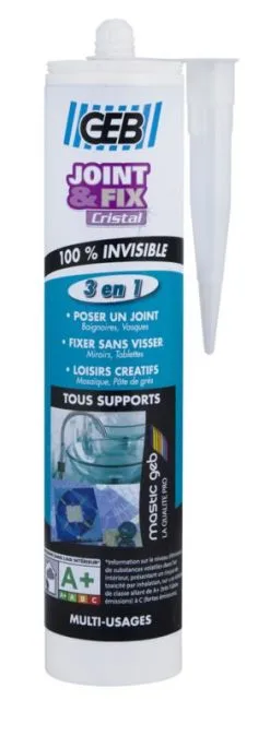 GEB BARTHELEMY SAS Mastic D'etancheite JOINT & FIX Cristal - Cartouche De 280ml