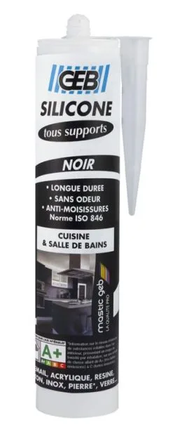 GEB BARTHELEMY SAS Silicone Tous Supports Noir - Cartouche De 280ml