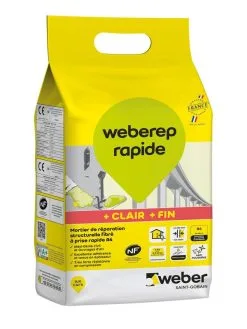 SAINT GOBAIN WEBER France Mortier De Reparation LSN WEBEREP RAPIDE Gris Clair (beton) Sac De 5kg