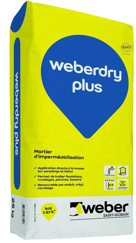 SAINT GOBAIN WEBER France Mortier D'impermeabilisation WEBERDRY PLUS Sac De 25kg 3 SAINT GOBAIN WEBER France Mortier D'impermeabilisation WEBERDRY PLUS Sac De 25kg