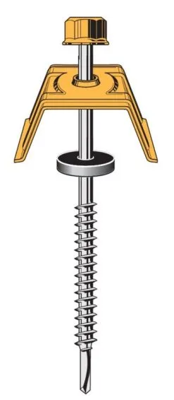 FAYNOT INDUSTRIE Fixation 3en1 Panneau Sandwich 50mm 1000T Sur Bois, Vis Tetalu P1 6,3x150 + Cavalier 1000T + Rondelle, RAL 8012 Rouge Tuile