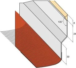 EDILIANS TECH Solin Galva Laque Sable Joint Mastic + Plomb Plisse Larg.200mm 5/10eme Laque Rouge Lg.200cm
