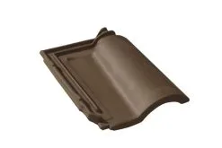 Monier Tuile Gallo-romane Terre Cuite Brun Masse - Long. 44 Cm X Larg. 28 Cm