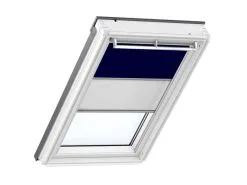 Velux Store Occultant Et Plisse Manuel En Aluminium DFD UK08 1100S Bleu Marine Et Blanc - Larg. 134 Cm X Haut. 140 Cm
