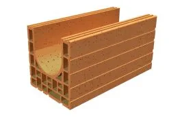 Wienerberger Linteau Chainage En Terre Cuite POROTHERM R25 Achenheim - Long. 50cm X Haut. 25cm X Ep. 24,9 Cm