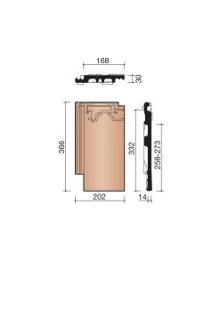 WIENERBERGER SAS Tuile Terre Cuite Vauban 2 Droite Nuage - Long. 36,6 Cm X Larg. 20,2 Cm